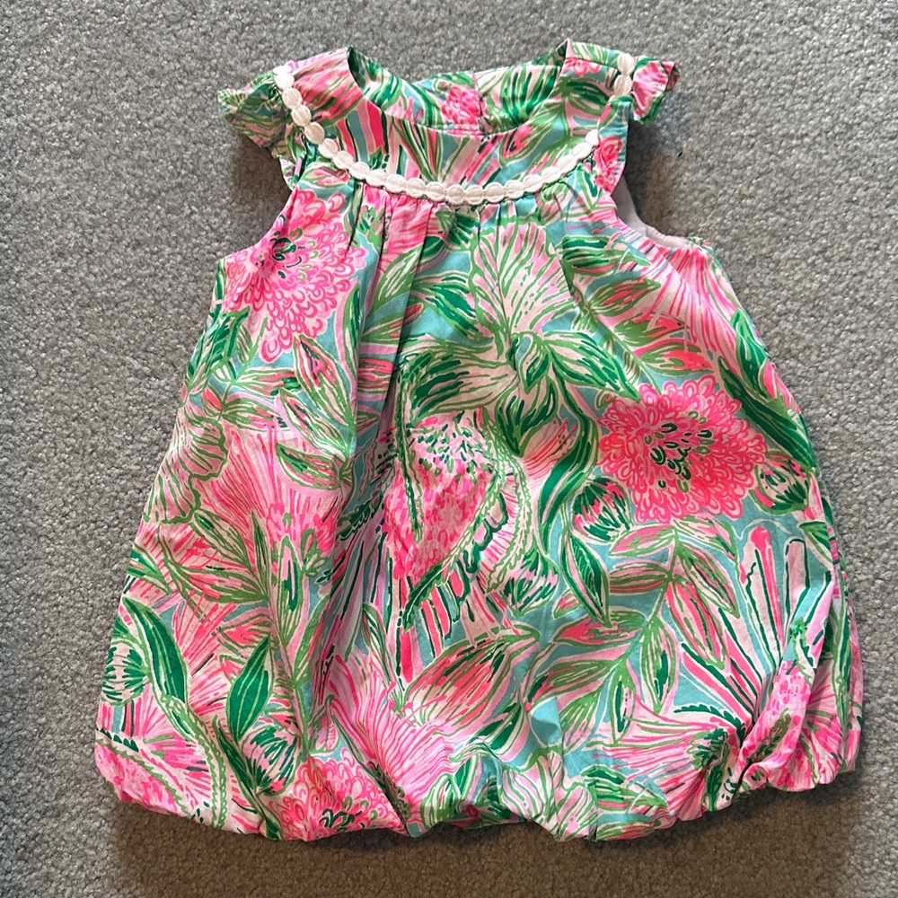 Lilly Pulitzer Pink and Green Floral Kids Blouse